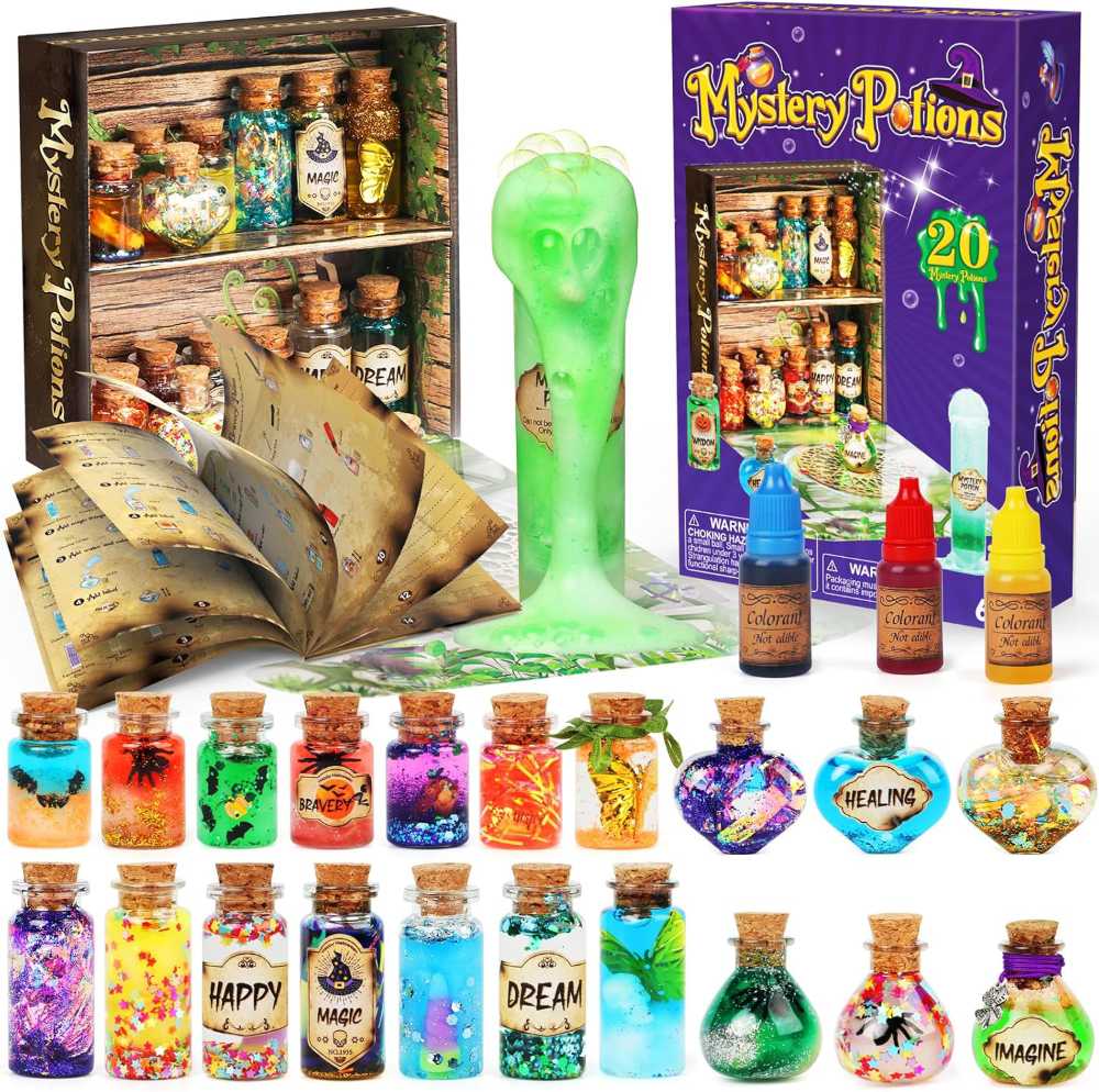 Sutoly Mystery Potions Kit for Kids, 20 Magic Mix Wizard Potion Bottles, Craft Toys Creative Christmas Birthday Gifts for Boys & Girls Age 6 7 8 9 10+